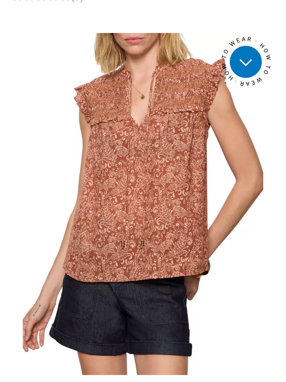Sanctuary Free Feeling Smocked Printed Blouse